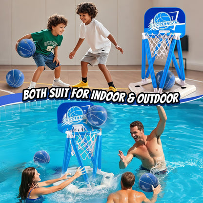 Pool Basketball Hoop, Floating Basketball Hoop Toy for Pool Water Game with 4 Ba