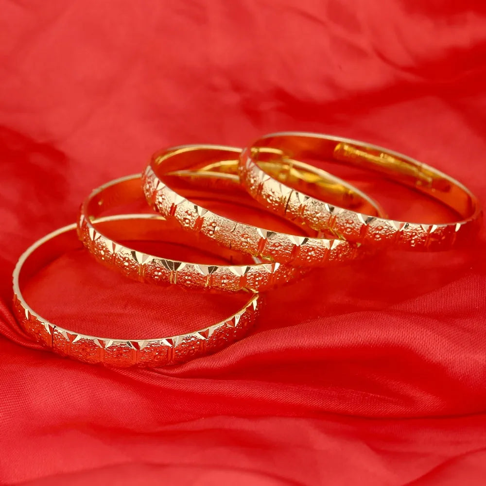 8MM 4Pcs Bangle Jewelry Duabi Ethiopian Gold Bangles&Bracelets Jewelry