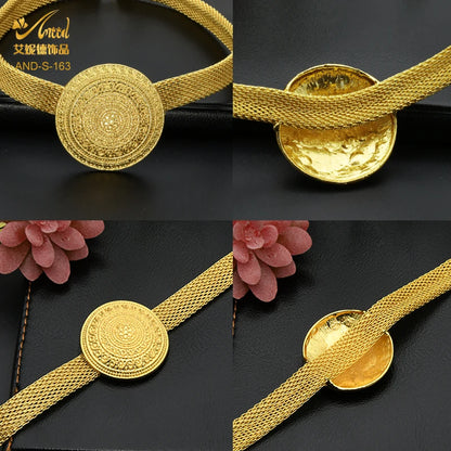 Womens Ethiopian Gold Color Jewelry Set Bridal Dubai Jewellery Wedding Brazilian Eritrean African Earring Necklaces Set