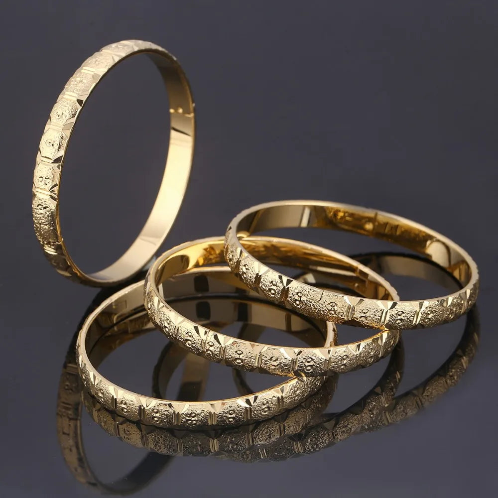 8MM 4Pcs Bangle Jewelry Duabi Ethiopian Gold Bangles&Bracelets Jewelry