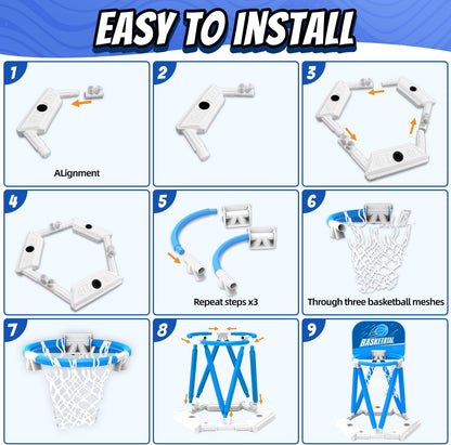 Pool Basketball Hoop, Floating Basketball Hoop Toy for Pool Water Game with 4 Ba