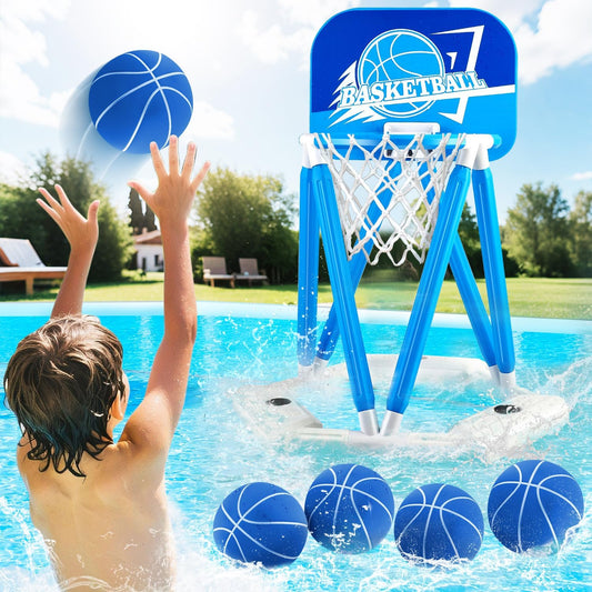 Pool Basketball Hoop, Floating Basketball Hoop Toy for Pool Water Game with 4 Ba