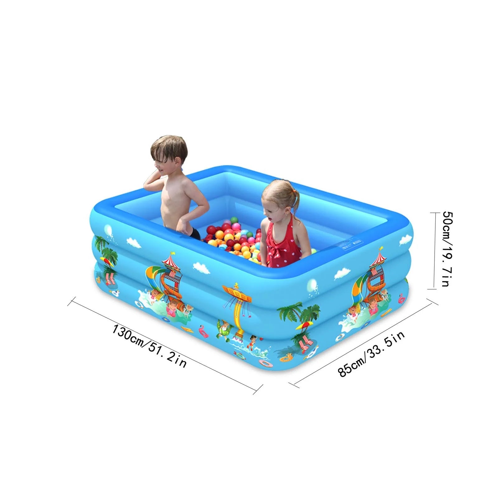 Swimming Pool,Swimming Pool Accessories Paddling Pools for Kids Small, 130 X 85 X 50Cm Inflatable Rectangular Kids Pool