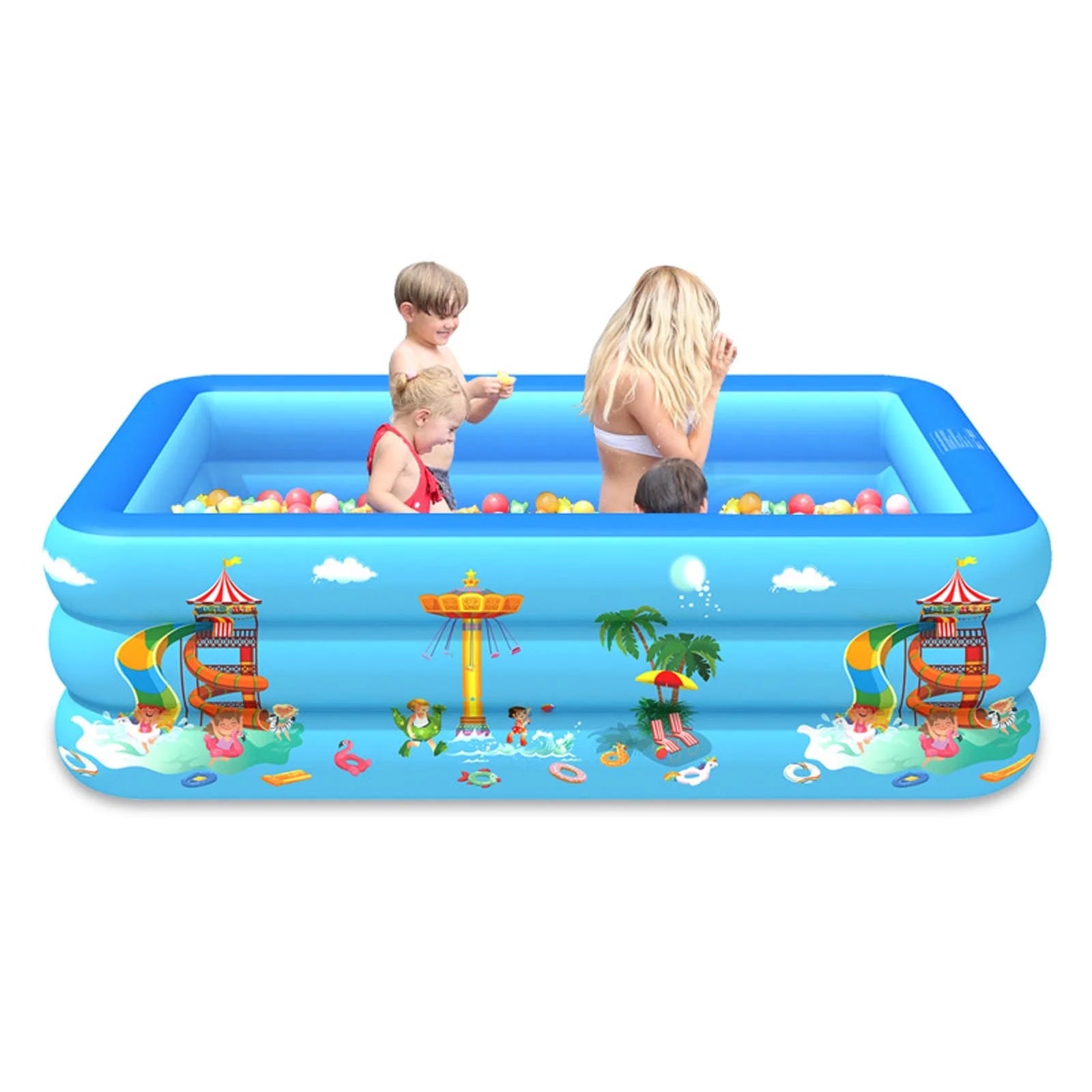 Swimming Pool,Swimming Pool Accessories Paddling Pools for Kids Small, 130 X 85 X 50Cm Inflatable Rectangular Kids Pool