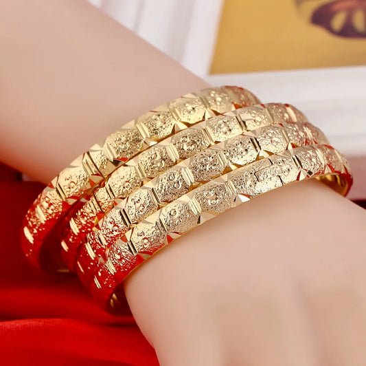 8MM 4Pcs Bangle Jewelry Duabi Ethiopian Gold Bangles&Bracelets Jewelry