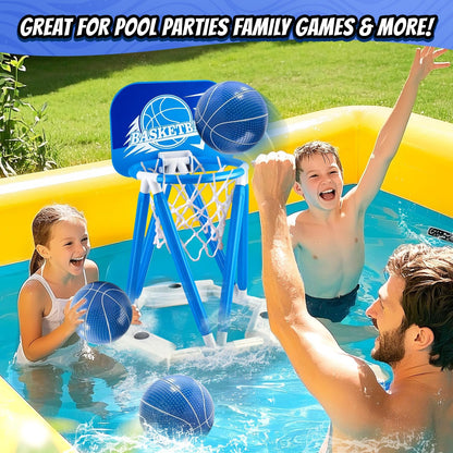 Pool Basketball Hoop, Floating Basketball Hoop Toy for Pool Water Game with 4 Ba