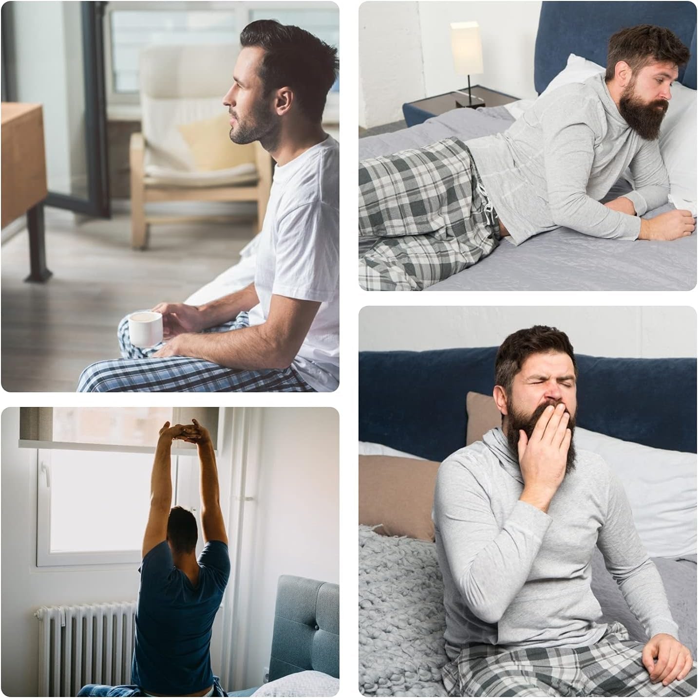 Mens Pajama Pants Flannel Cotton Plaid Lounge Bottoms Warm Comfy Sleepwear Pants Drawstring and Pockets Button Fly
